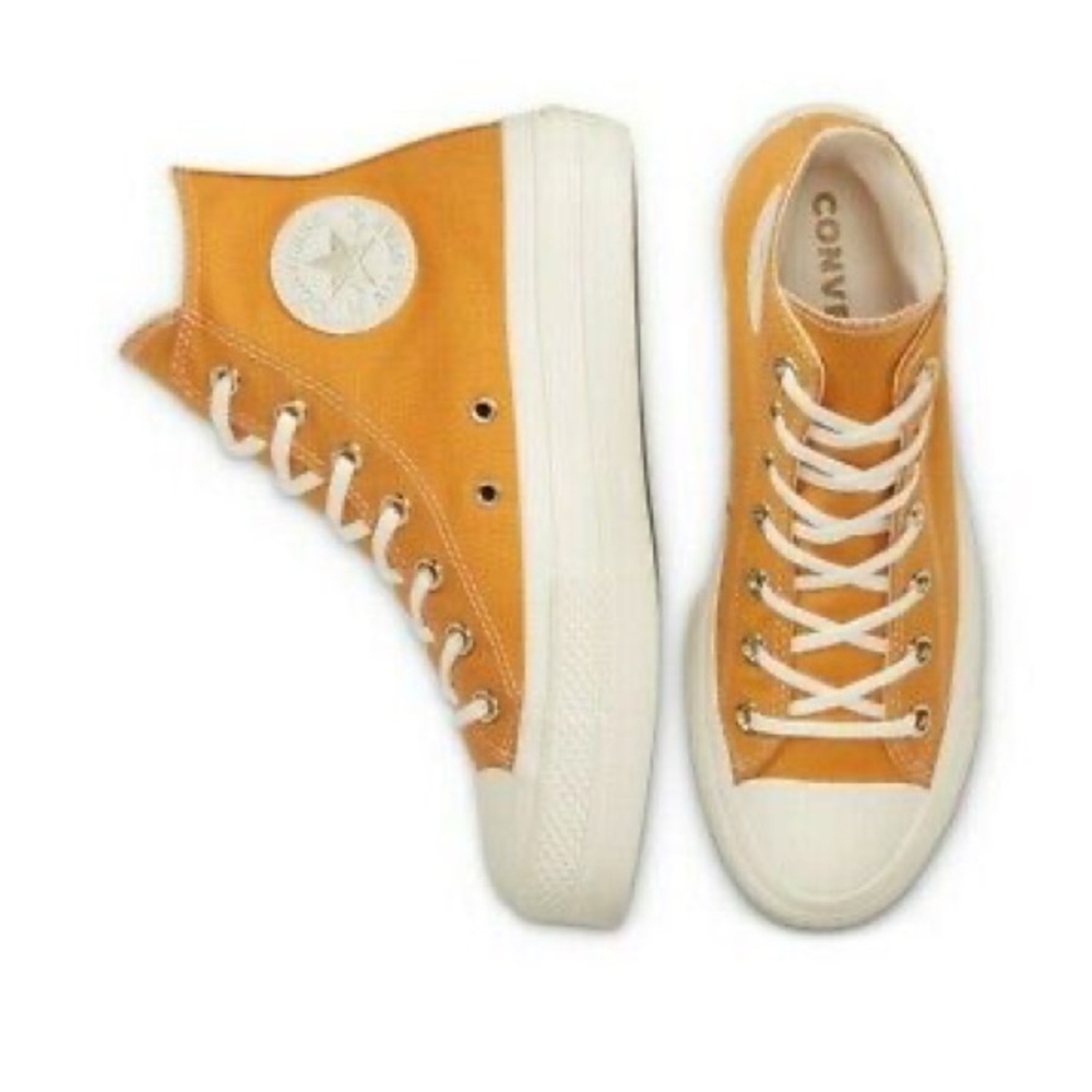Elevated gold platform converse sneakers